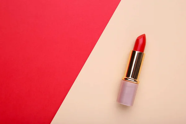 Rouge Lèvres Rouge Sur Fond Coloré Produits Cosmétiques — Photo