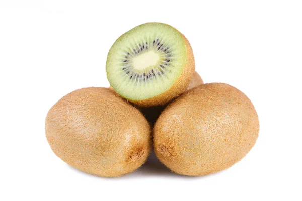 Fructe Coapte Kiwi Jumătate Kiwi Fructe Izolate Fundal Alb Închide — Fotografie, imagine de stoc