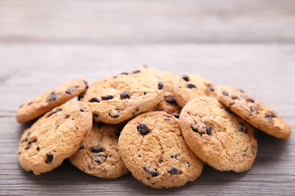 Čokoládové Cookies Šedé Tabulky Čokoláda Čip Cookies Šedém Pozadí Dřevěná — Stock fotografie