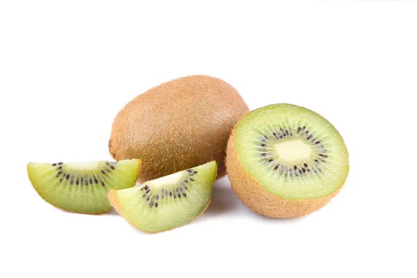 Fructe Coapte Kiwi Jumătate Kiwi Fructe Izolate Fundal Alb Închide — Fotografie, imagine de stoc