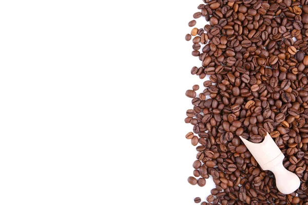 Frame Coffee Beans Spoon Iisolated White Background — Stockfoto