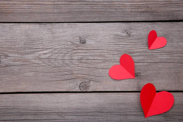 Dia Dos Namorados Cartão Saudação Corações Feitos Mão Fundo Cinzento — Fotografia de Stock