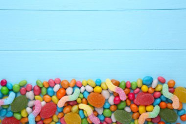 Çeşitli şekerler ve reçel mavi çeşitli karışımı