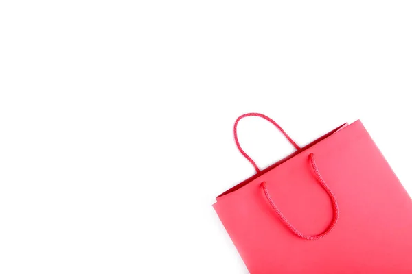 Rote Einkaufstasche Aus Papier Isoliert Auf Weißem Hintergrund — Stockfoto