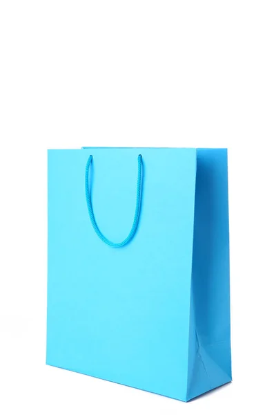 Blue Paper Shopping Bag Isolated White Background — Stock Photo, Image