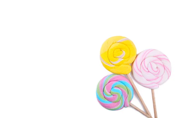 Colorful Lollipops Isolated White Background Studio Shot — Stock Photo, Image