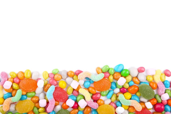 Verschiedene Farbige Runde Bonbons Isoliert Auf Weißem Hintergrund — Stockfoto