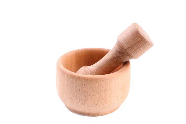 Fából készült bowl elszigetelt fehér background — Stock Fotó