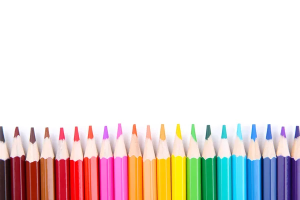 Many Different Colored Pencils Islolated White Background — Stock Photo, Image