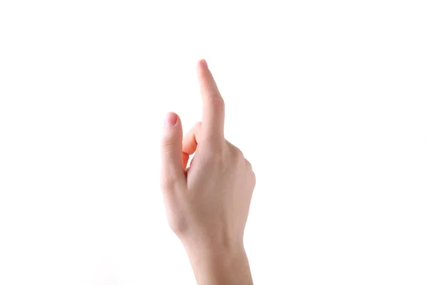 Gesto de mano femenina aislado sobre un fondo blanco —  Fotos de Stock