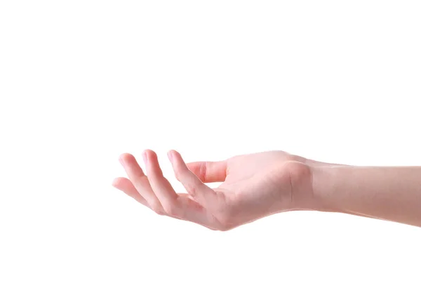 Gesto da mão feminino isolado em um fundo branco — Fotografia de Stock