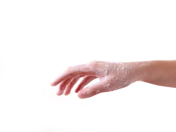 Мытье руки изолированы на белом фоне — стоковое фото