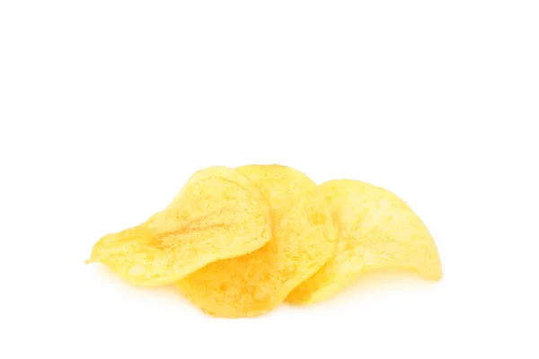 Potatischips Isolerad Vit Bakgrund Ovanifrån — Stockfoto