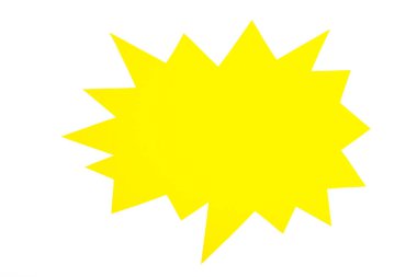 Beyaz arka planda izole edilmiş sarı kağıt konuşma baloncukları. Üst görünüm