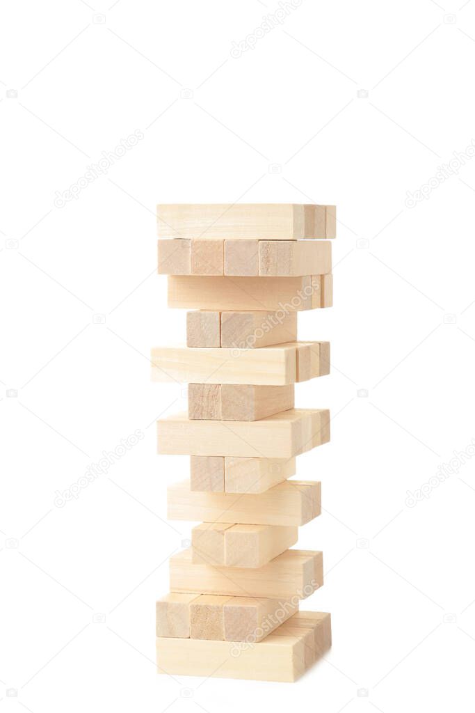 Blocks of wood isolated on white background. Top view