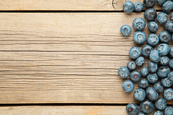 Tasty Blueberries Grey Background Blueberries Antioxidant Organic Superfood Top View — Stock Photo, Image