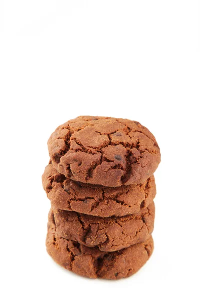Ciocolată Prăjituri Cookie Uri Izolate Alb Privire Sus — Fotografie, imagine de stoc
