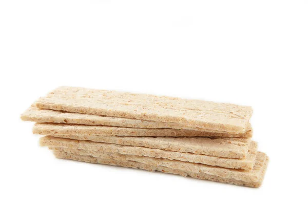 Krajíc Pšeničného Křupavého Chleba Izolovaného Bílém Pozadí Horní Pohled — Stock fotografie