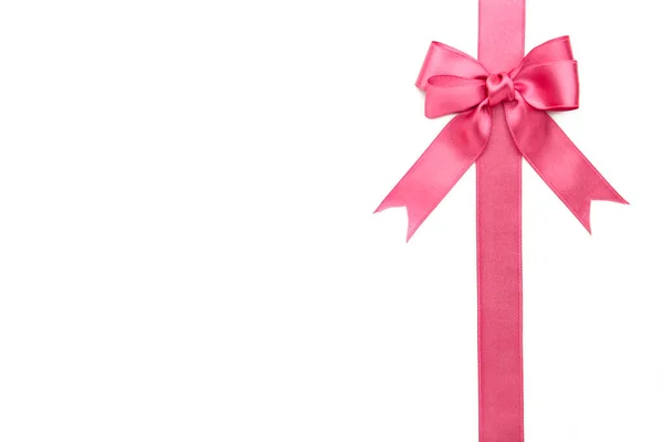 Pink Ribbon Bow Isolated White Background Top View — Stock Photo, Image