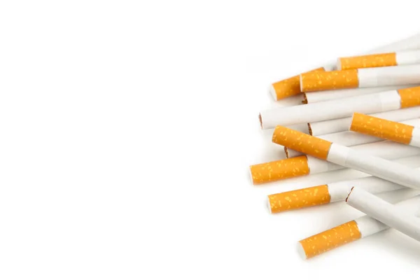 Сигарети Ізольовані Білому Тлі Вид Зверху — стокове фото