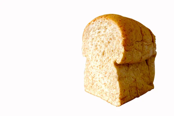 Krajíc Chleba Bílém Pozadí — Stock fotografie
