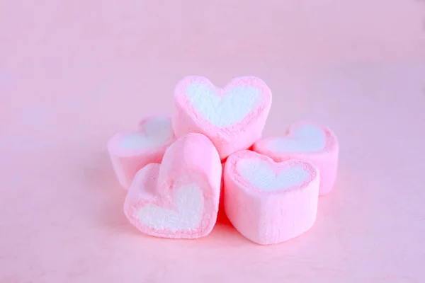 Fondo de malvavisco rosa, Fondo de textura de malvavisco del corazón — Foto de Stock