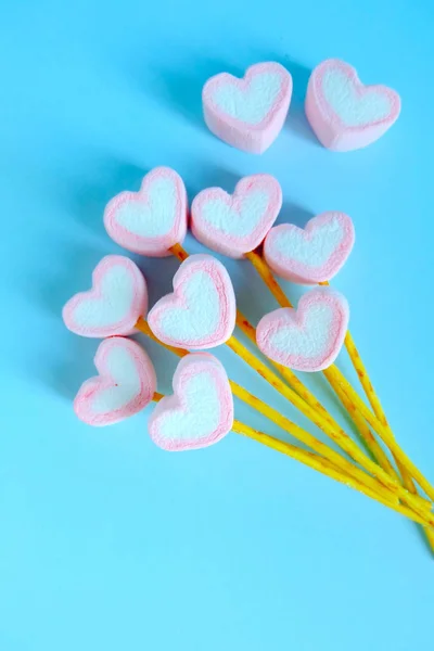 Herz Marshmallow Ballon Hintergrund, niedlich Marshmallow Hintergrund — Stockfoto