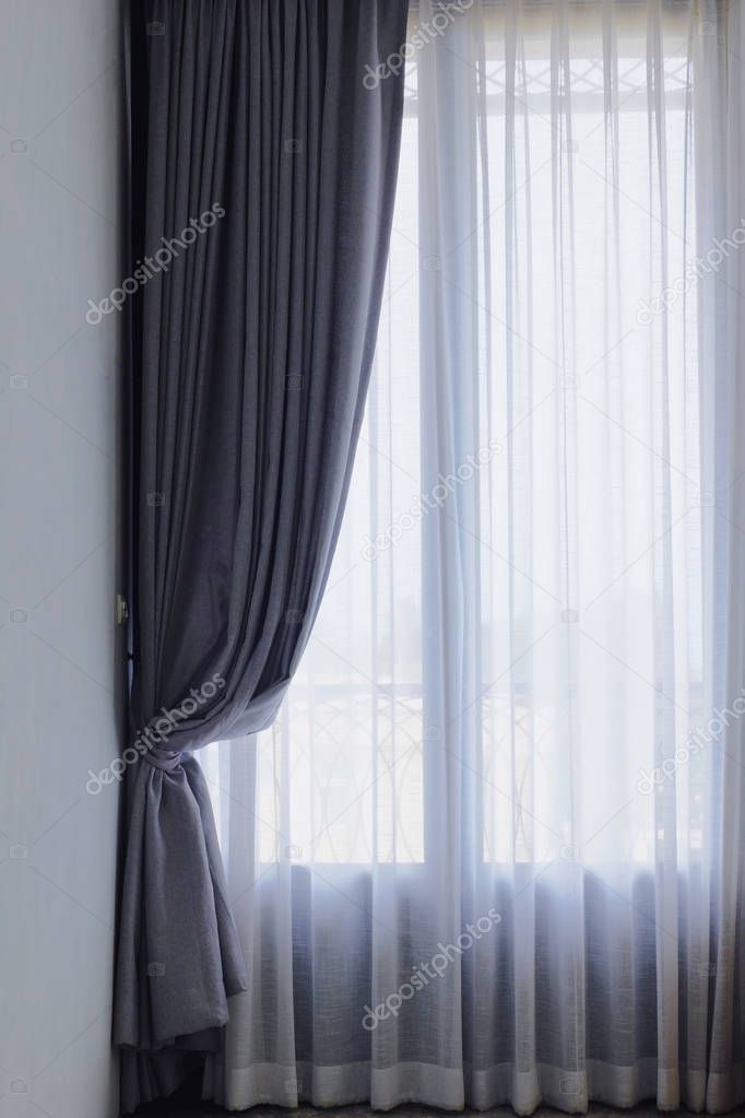 Gray and white see through curtains, Curtain interior decoration
