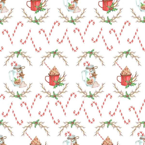 Різдвом Новим Роком Ілюстрації Акварель Ілюстрація Печиво Санта Дівчина Дерево — стокове фото
