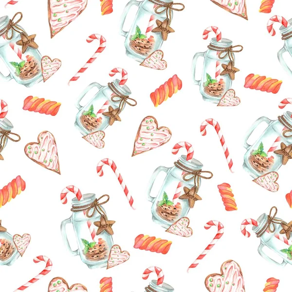 Різдвом Новим Роком Ілюстрації Акварель Ілюстрація Печиво Санта Дівчина Дерево — стокове фото