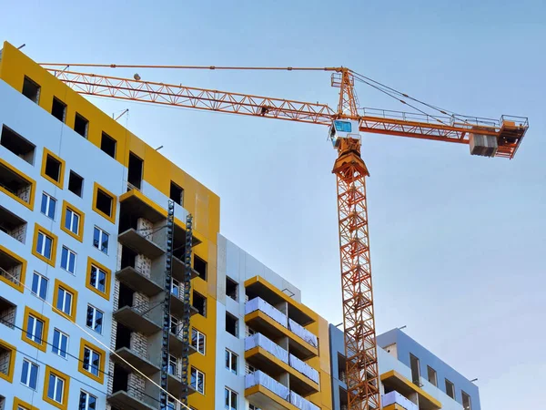 Construction Site Construction Crane Building Construction Blue Sky — Stock Photo, Image