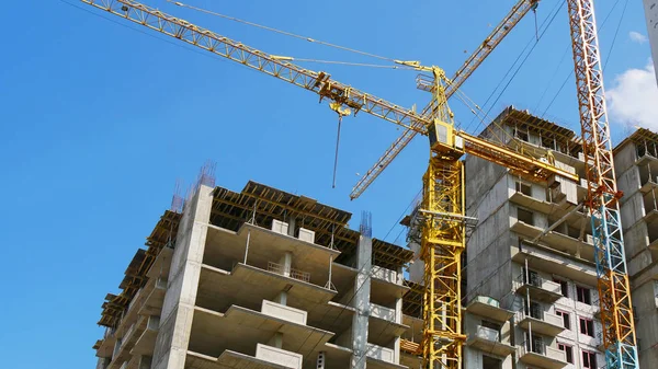 Skyscraper Construction Construction Site Crane Building Huge Crane Building Royalty Free Stock Photos