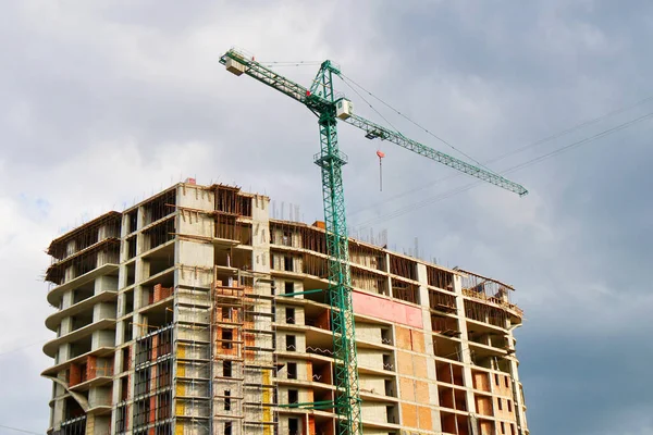 Baustelle Baustelle Mit Kran Betongebäude Bau — Stockfoto