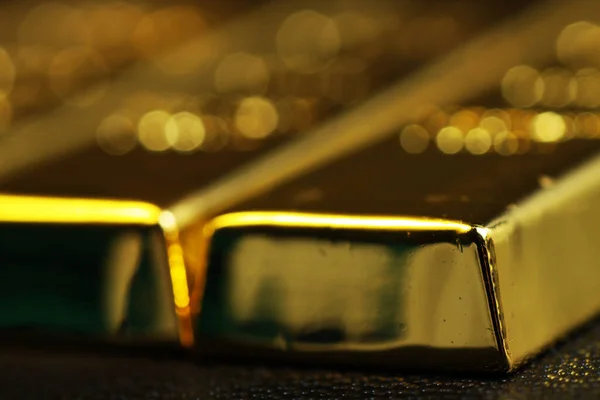 Close Shot Stacked 999 Pure Gold Bar Ingot Black Background — Stock Photo, Image