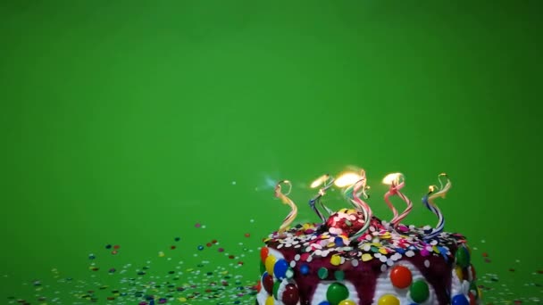 Happy Birthday Cake Green Background — Stock Video © pterbran #215984438