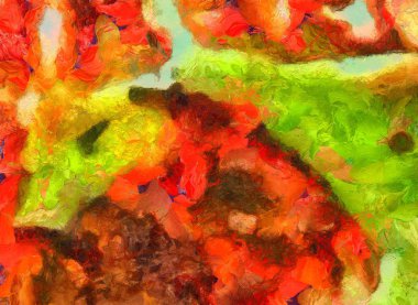 Benzersiz produ oluşturmak için renkli yağ ve suluboya arka plan