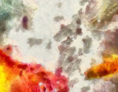 Makro, kağıt üzerinde yağlı fırça darbeleri ve sıçramaları detaylandırdı. Basit!