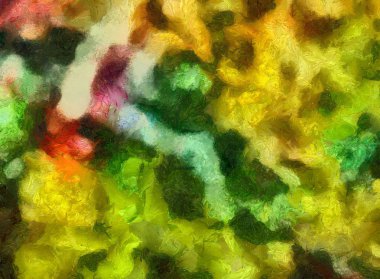 Makro, kağıt üzerinde yağlı fırça darbeleri ve sıçramaları detaylandırdı. Basit!