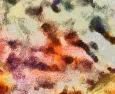 Makro, kağıt üzerinde yağlı fırça darbeleri ve sıçramaları detaylandırdı. Basit!