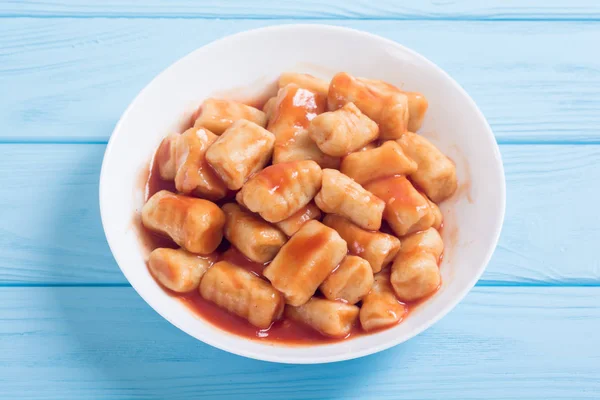 Homemade Potatoes Gnocchi Tomato Sauce Italian Food — Stock Photo, Image