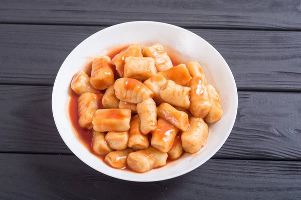 Nhoque Batatas Caseiro Com Molho Tomate Comida Italiana — Fotografia de Stock