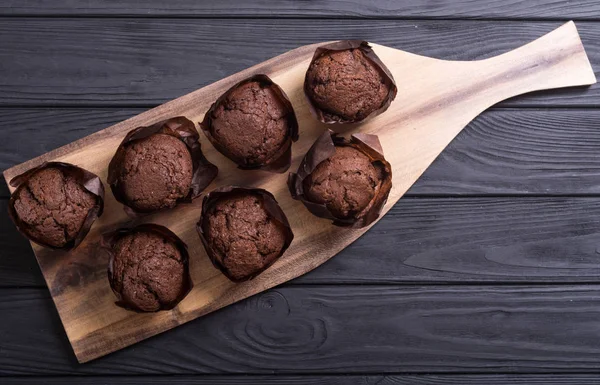 Doces Bolos Chocolate Sobremesa Cupcake Fundo Alimentar — Fotografia de Stock