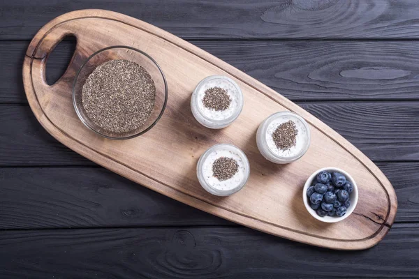 Chia Zaden Yogyrt Pudding Gezonde Voeding Superfood — Stockfoto