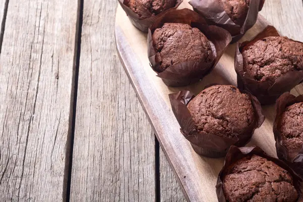 Sød Dessert Chokolade Muffins Eller Cupcake Fødevarebaggrund - Stock-foto