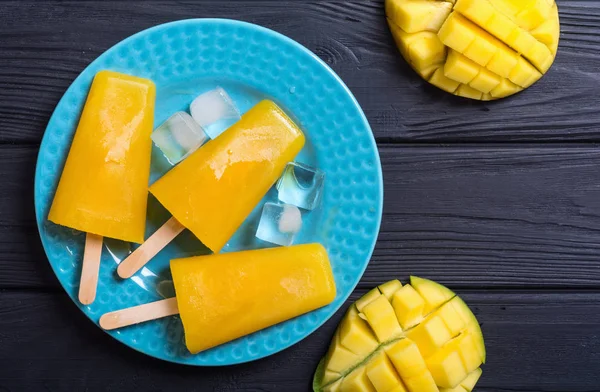 Paleta Mango Casera Helado Verano Comida Saludable — Foto de Stock