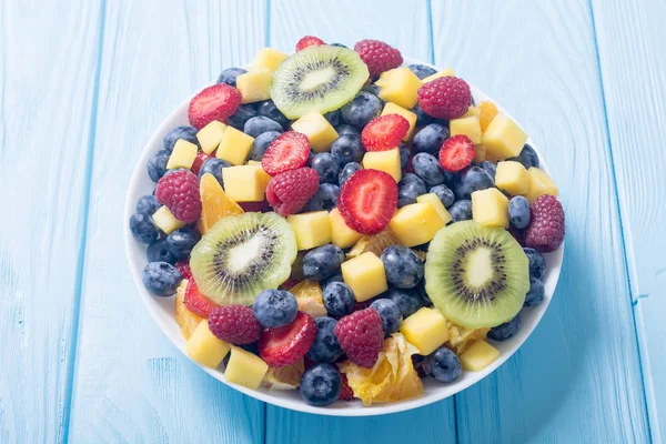 Salada Frutas Bagas Frescas Vitamina Saudável Fundo Alimentar — Fotografia de Stock