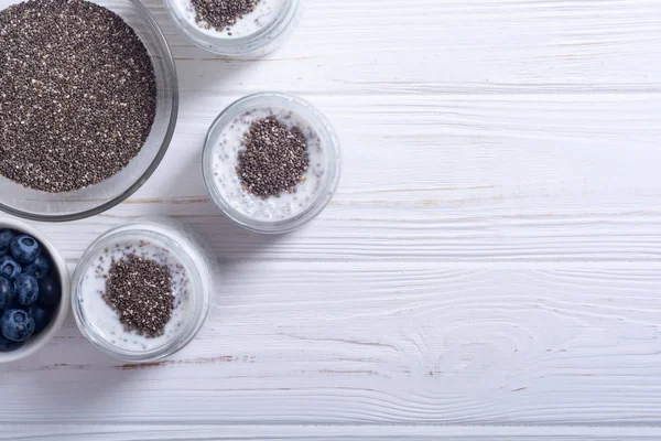 Chia Zaden Yogyrt Pudding Gezonde Voeding Superfood — Stockfoto