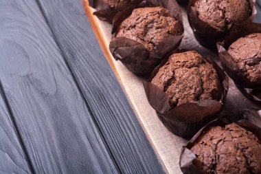 Şekerli tatlı çikolata kek ya da kek. Gıda arka plan