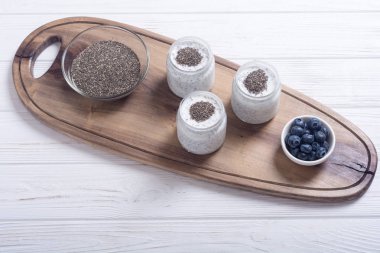 Chia tohum yogyrt puding. Sağlıklı gıda. Superfood