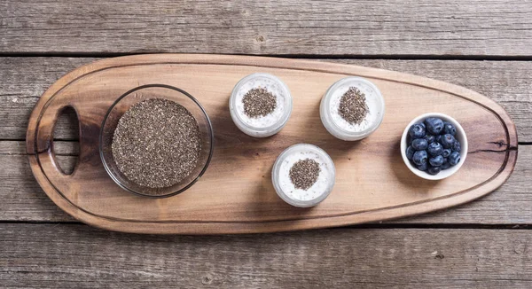 Chia Zaden Yogyrt Pudding Gezonde Voeding Superfood — Stockfoto